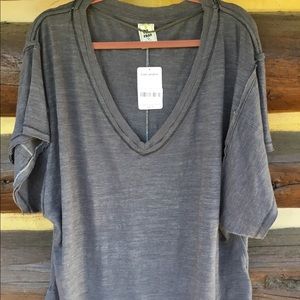 NWT Free People Charcoal Gray Oversized T-Shirt XS